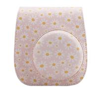 QICNMFA Funda protectora compatible con cámara instantánea Fujifilm Instax Mini 12, 11, 9, 8, 8+, piel sintética, con bolsillo y correa ajustable para el hombro, Margarita rosa, Funda para cámara