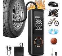 QiCYCLE P1 Inflador Ruedas Coche 2.6Ah, Xiaomi Eco-Chain Fabricado, 150PSI Compresor Aire Portatil Rueda con Manómetro Digital y Linterna LED, Bomba de Aire Rueda para Coche, Motocicleta, Bicicleta