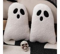 Qidures 2Pcs Cojín Fantasma De Halloween, 30cm Almohada De Fantasma Blanca, FantasmaDe Peluche De Halloween, Lindo Cojín Espeluznante, MuñecaFantasma DeHalloween Almohada Decorativa