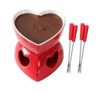 Qidures Taza De Fondue - Calentador De Mantequilla Corazon,Taza Fundidora de Chocolate Mini Fondue Set | para Queso Postre Dulce Fiesta Vacaciones Familia Viaje Acampada Cumpleaños