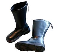 QIeAny Botas De Equitación Ecuestres Para Niña (26-36), Botas De Equitación Con Punta Redonda, Cremallera Trasera/tubo Alto, Transpirables/sin Frotar Los Pies, Para Niños Pequeños,28,Black