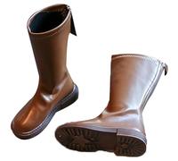 QIeAny Botas De Equitación Ecuestres Para Niña (26-36), Botas De Equitación Con Punta Redonda, Cremallera Trasera/tubo Alto, Transpirables/sin Frotar Los Pies, Para Niños Pequeños,26,Brown