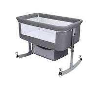 Qiebenav Cama de noche para bebé, 3 en 1, moisés con gran curvatura, mesita de noche ajustable en altura, moisés con mosquitera, gris