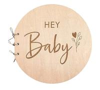 Qiebenav - Libro de visitas de madera para baby shower, libro de memoria para bebé Cherish Memories Wishes Libro de visitas para decoración de fiestas, color madera
