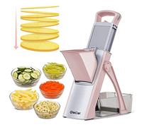 QieCai Cortadora de Verduras, Mandolina de Cocina Profesional, Multifuncional, Cortador de Verduras y Vegetales, Rosado