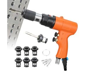 QIeCny Roscadora Neumática (M3-M12), Roscadora Manual, 2 En 1 (taladrado Y Roscado), Velocidad Ajustable/Cabezal Autoblocante, Fijación (sin Desprendimiento), para Acero Y Hierro,Orange