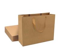 QIELSER 12 bolsas de regalo de papel kraft a granel, tamaño extra grande de 16 x 6 x 12 pulgadas, bolsas de compras de papel kraft marrón con asas de cinta, bolsas de recuerdos de fiesta, bolsas de