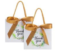 QIELSER 25 bolsas pequeñas de regalo de agradecimiento con asas, mini bolsas de regalo de fiesta de hoja de eucalipto de 5.5 x 2.5 x 4.7 pulgadas con cinta de lazo para el día de San Valentín, novia