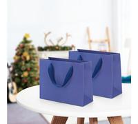 QIELSER Bolsas de regalo a granel, tamaño pequeño, bolsas de regalo azul marino con asas para recuerdos de fiesta, cumpleaños para niños y hombres, baby showers (azul marino, 8.7 x 3.1 x 6.7 pulgadas)