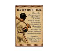 QIENAZIO Consejos de bateo de béisbol, retro, práctica deportiva, columpio, básicos, lienzo, decoración de pared, pósteres para el hogar, bar, restaurante, garaje, cafetería, logotipo, regalos, 16 x