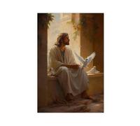 QIENAZIO Lienzo con grabado cristiano de Jesús Departs Prince of Peace para decoración de pared, pósteres para decoración de pared, hogar, bar, restaurante, garaje, cafetería, logotipo, regalos, 24 x