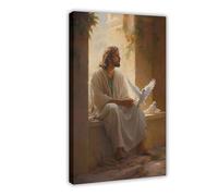 QIENAZIO Póster de lienzo con grabado cristiano de Jesús Departs Prince of Peace, arte para pared, dormitorio, oficina, cocina, regalo, 50 x 75 cm