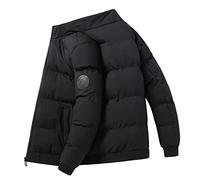 Qienjn Doudoune Hommes Hiver Chaleur Mode Décontractée Couleur Unie Classique Hommes Veste À Capuche Épaissie Jeunesse Collège Hommes Coton Manteau D-Black M