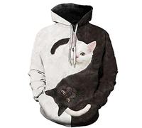 Qienjn Sudadera con Capucha Hombre con Estampado 3D De Gato Bonito Sudadera Hombre Primavera Otoño Nueva Cómoda Informal Parejas Ropa De Calle Jersey Hombre I-B20 XXL