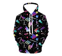 QiErDesign Sudadera con capucha negra de los años 80 y 90 con gráfico 3D, para hombres y mujeres, Negro 80s 90s, X-Large