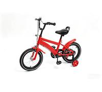 QIERF Bicicleta infantil de 14 pulgadas con ruedas estabilizadoras y soporte, asiento ajustable de 55 a 66 cm, para niños de 1 a 8 años, varios colores (rojo)