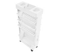 QIERF Carrito de libros móvil de 5 niveles, carrito de almacenamiento móvil con ruedas, estantería estrecha de 37,5 x 15 x 78 cm, capacidad de carga de 3 kg, para oficina, aula, hogar, libros