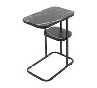 QIERF Mesa auxiliar en forma de C de 2 niveles, mesa auxiliar, cama de 50 x 30 x 58 cm, capacidad de carga de 20 kg, para salón, oficina, cafetería, para colocar el ordenador portátil, aperitivos