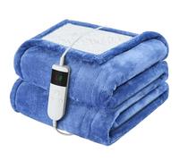 Qieryun Manta eléctrica con apagado automático, manta eléctrica de 150 x 180 cm, 10 niveles de calor y cinturón de apagado automático de 8 horas, protección contra sobrecalentamiento, funda de franela