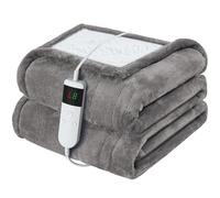 Qieryun Manta eléctrica con apagado automático, manta eléctrica de 150x180 cm, 10 niveles de calor y 8 horas de apagado automático, protección contra sobrecalentamiento, funda de franela lavable a