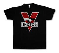 QIESHEOK 1984 Logo Vintage INGSOC Big Oceania Brother George Orwell Unisex 100% Cotton Short-Sleeve T-Shirts Black S