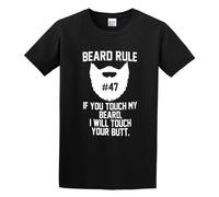 QIESHEOK Beard Rule #47 Unisex 100% Cotton Short-Sleeve T-Shirts Black L