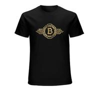 QIESHEOK Bitcoin Crypto Currency Traders Gold Coin Unisex 100% Cotton Short-Sleeve T-Shirts Black L