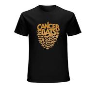 QIESHEOK Cancer Bats Unisex 100% Cotton Short-Sleeve T-Shirts Black XL