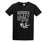 QIESHEOK Dinosaurs Are Cool O-Neck 100% Cotton Short Sleeve Unisex T-Shirt L