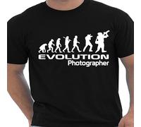QIESHEOK Evolution of A Photographer Photography Cameraman Unisex 100% Cotton Short-Sleeve T-Shirts Black M