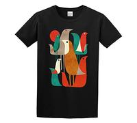 QIESHEOK Flock of Birds Unisex 100% Cotton Short-Sleeve T-Shirts Black S