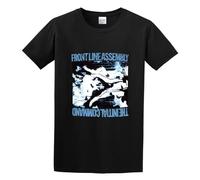 QIESHEOK Front Line Assembly The Initial Command Industrial Metal Emb Unisex 100% Cotton Short-Sleeve T-Shirts Black L