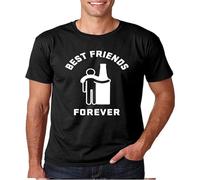 QIESHEOK Funny Beer Best Friend Forever Unisex 100% Cotton Short-Sleeve T-Shirts Black L