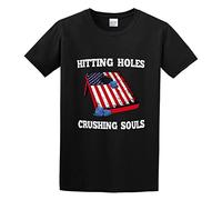 QIESHEOK Funny Corn Hole Hitting Holes Crushing Souls USA Flag Unisex 100% Cotton Short-Sleeve T-Shirts Black XL