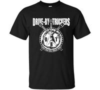 QIESHEOK Habo Line Drive by Truckers Unisex 100% Cotton Short-Sleeve T-Shirts Black M