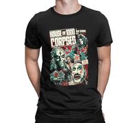 QIESHEOK House of 1000 Corpses Horror Movie Captain Suprding Halloween T-Shirt Herren 100% Baumwolle Rundhals T-Shirt Kleidung 4XL 5XL Unisex 100% Cotton Short-Sleeve T-Shirts Black S