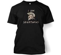 QIESHEOK I Am Spartacus Unisex 100% Cotton Short-Sleeve T-Shirts Black XXXL