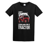 QIESHEOK I Don't Snore I Dream I'm A Tractor Big Red Farm O-Neck 100% Cotton Short Sleeve Unisex T-Shirt S