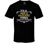 QIESHEOK Its A Merle Haggard Thing Funny Country Artist Music Unisex 100% Cotton Short-Sleeve T-Shirts Black S