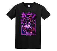 QIESHEOK Neon Fantasy VII Unisex 100% Cotton Short-Sleeve T-Shirts Black M