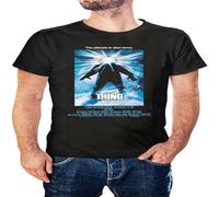 QIESHEOK Retro John Carpenter's The Thing Inspired Direct To Garment Unisex 100% Cotton Short-Sleeve T-Shirts Black XXXL