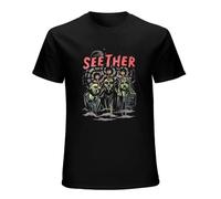 QIESHEOK Seether Mind Control Unisex 100% Cotton Short-Sleeve T-Shirts Black XL