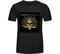 QIESHEOK Static X Cannibal T Shirts For Men Crew Neck Black Unisex 100% Cotton Short-Sleeve T-Shirts Black L