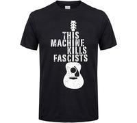 QIESHEOK This Machine Kills Fascists Acoustic Electric Guitars Music Tees Teenage Crazy Unisex O-Neck 100% Cotton Short-Sleeve T-Shirts Black XXL