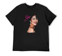 QIESHEOK Vintage Selenas Quintanilla Love Music Retro 80S 70S Fans Unisex 100% Cotton Short-Sleeve T-Shirts Black S