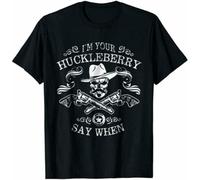QIESHEOK Vintage Tombstone Doc Holliday I'm Your Huckleberry Say When Unisex 100% Cotton Short-Sleeve T-Shirts Black L
