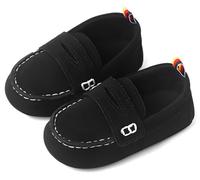 QIETION Mocasines para recién nacidos, niñas, niños, mocasines, zapatos de guardería, suela suave, antideslizantes, perfectos para bautizos, rampas, bodas, V211 Negro, 12-18 mois