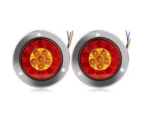 QIFANB 2 Piezas 12 V 24 LED Redondo Rojo Amarillo Lámpara Trasera Freno Parachoques Trasero Señal Giro Luz Antiniebla Para Remolque Camión RV Luz trasera