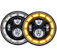 QIFANB Faro Faro Redondo De 7 Pulgadas Para Jeep Para Wrangler JK 200W 30000LM H4 Angel Eyes 6000K/3500K LED Universal