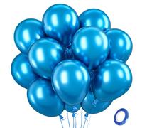 QIFU 100 Piezas Globos De Cumpleaños Colores Globos Azul Metalizados Grandes Redondos Helio Happy Birthday Decoracion Cumpleaños 1 Año Baby Shower Revelacion Genero Bebe DeAniversario 12 Pulgadas